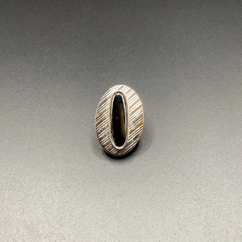 Small Swank Silver Tone and Black Vintage Tie Clip